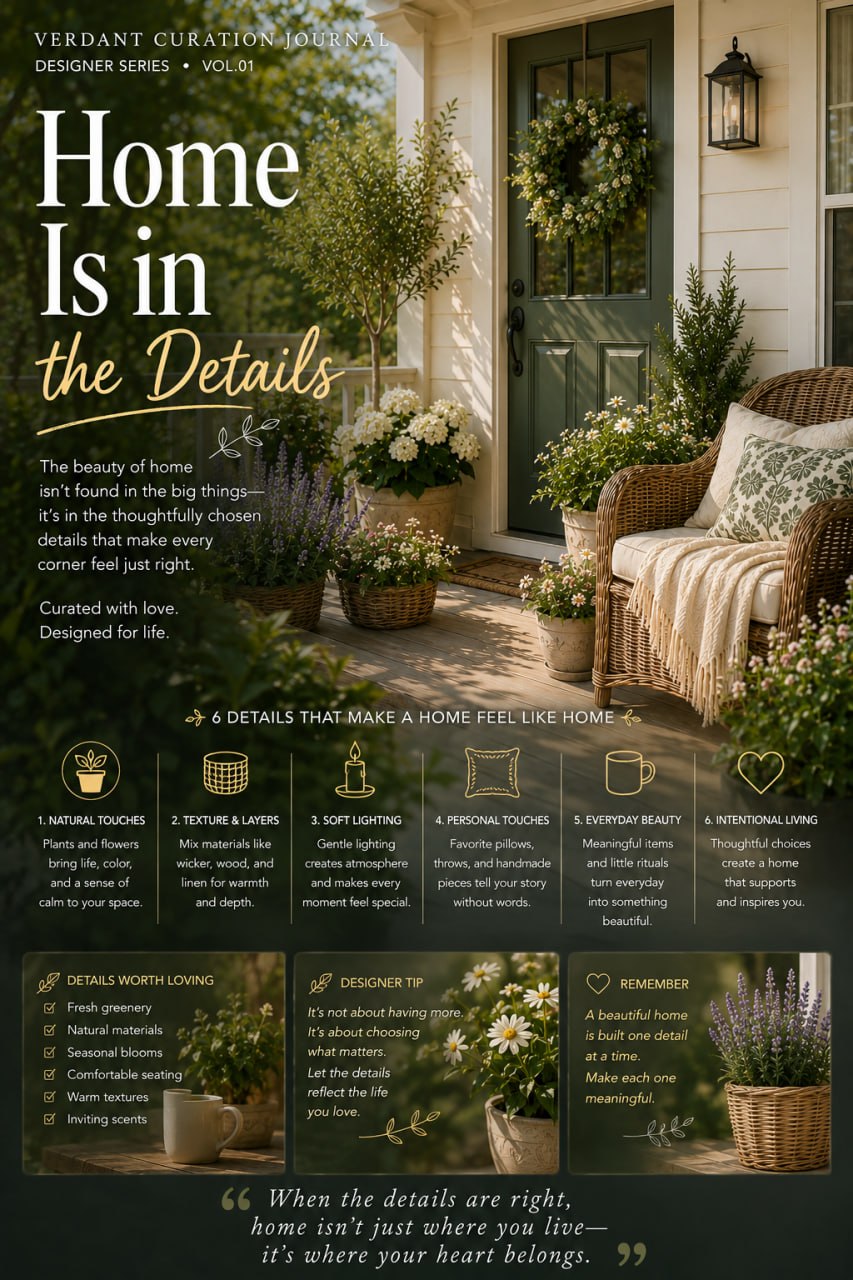 Designer Eye View page 10: Home Is in the Details — thoughtful details that make a home feel like home through natural touches and layered textures