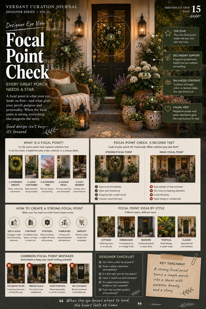 Designer Eye View page 15: Focal Point Check — how to create and identify a strong focal point for your porch design