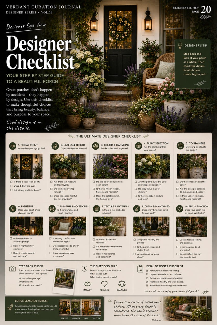 Designer Eye View page 20: Designer Checklist — final checklist to evaluate and complete your porch design