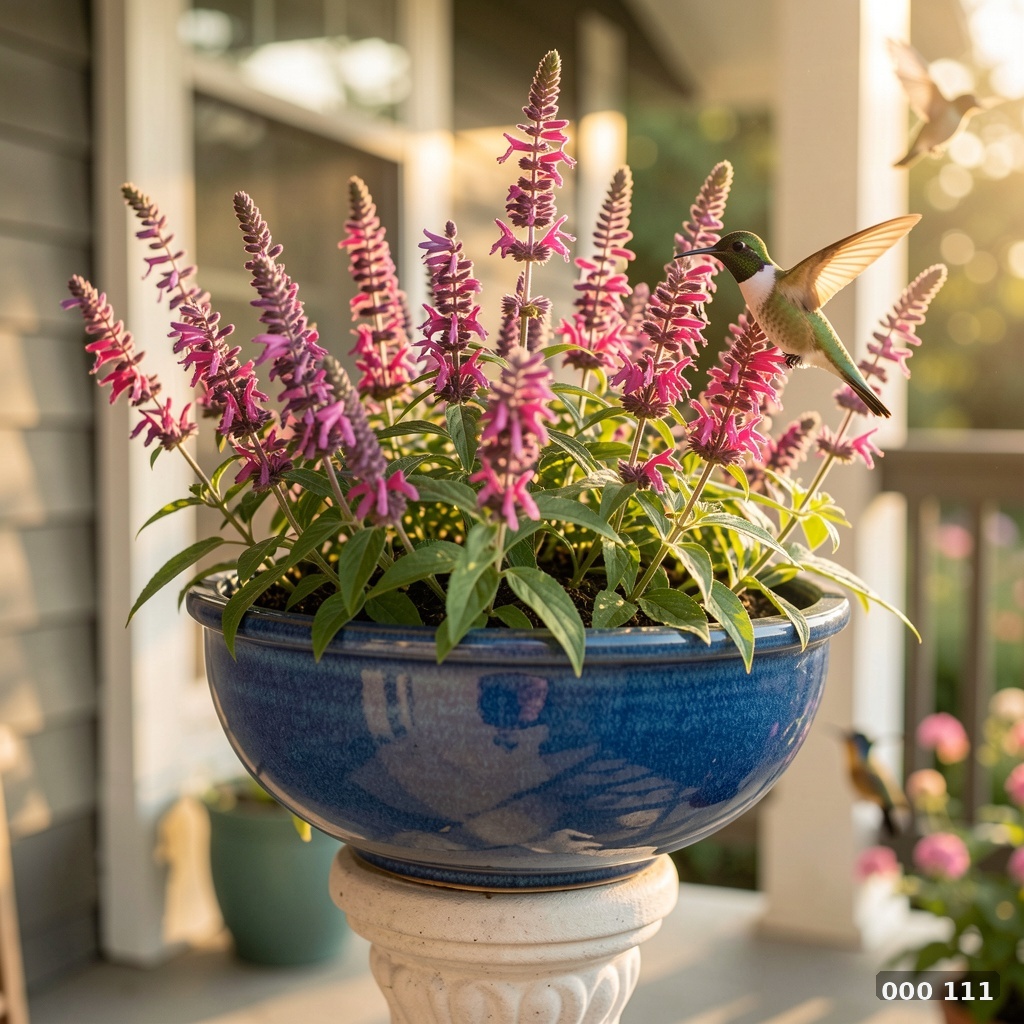 Salvia and bee balm bowl